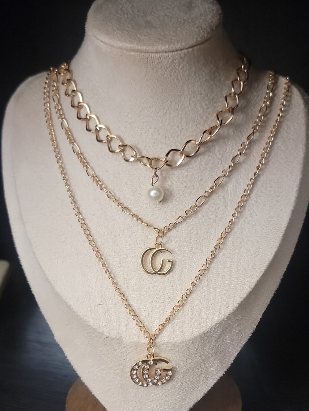 Fashion Gold-Tone Layered Pendant Necklace Set